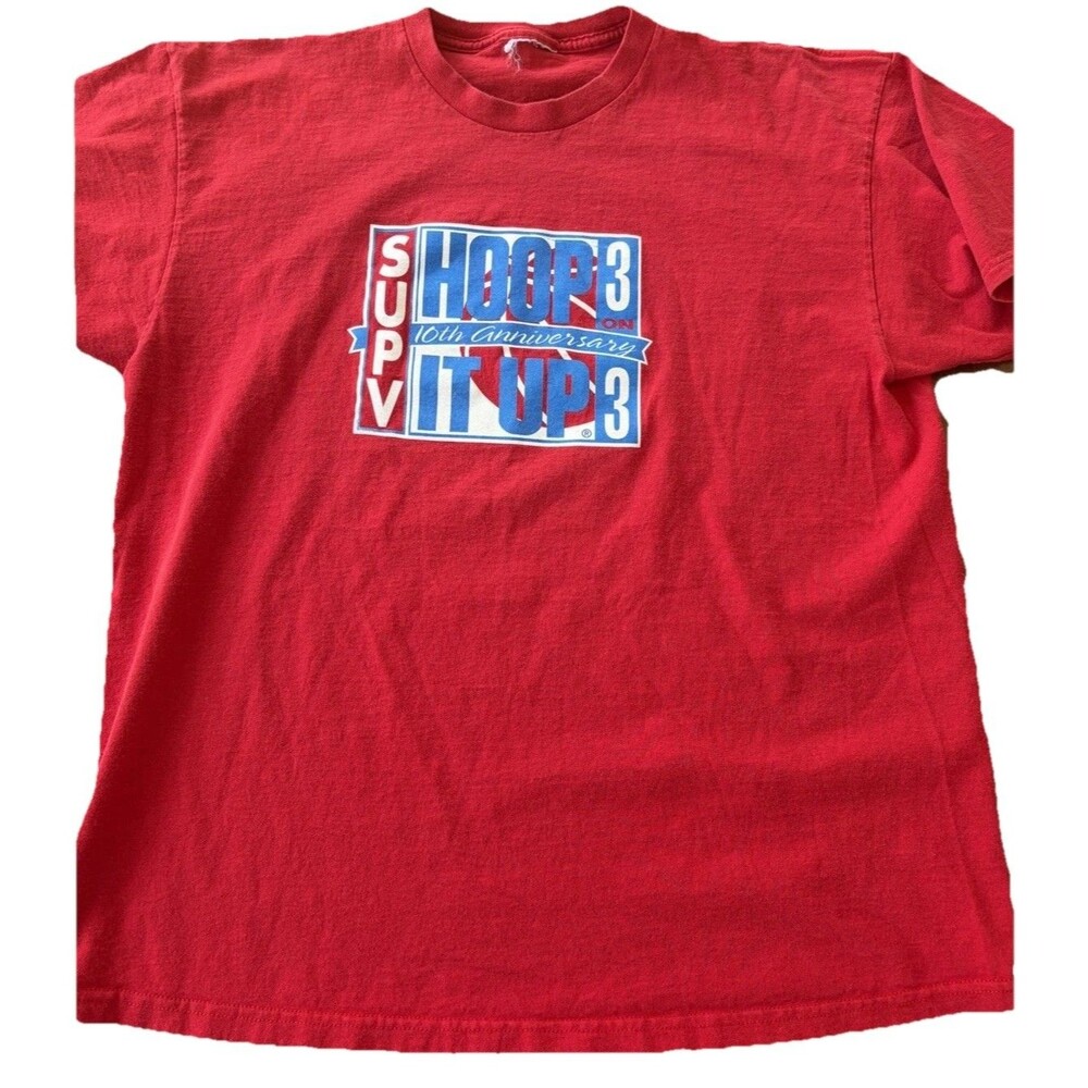 Vintage Nike Hoop It Up 3 on 3 T Shirt Mens Large Red Basketball Graphic Tee